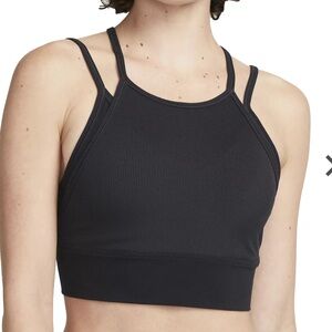 Nike Black Double-Strap Ribbed Sports Bra